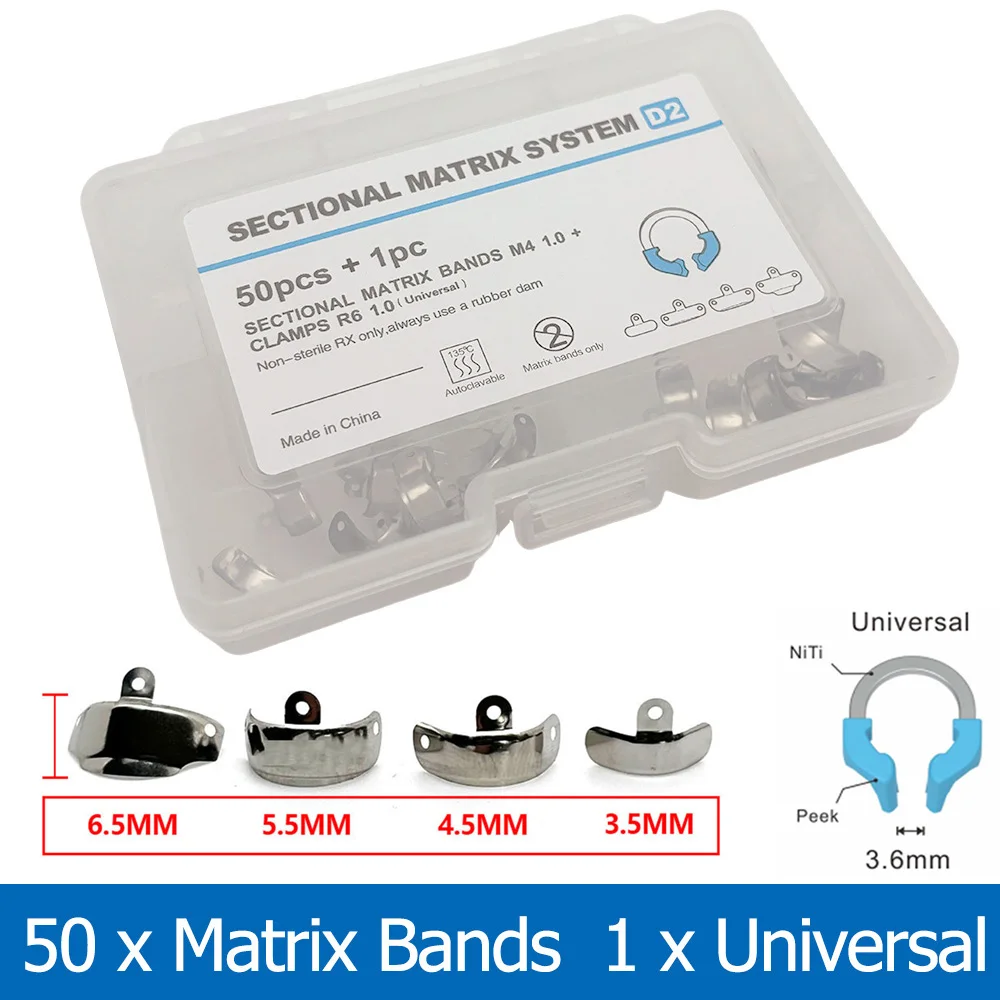 

Dental Matrix Bands Sectional Contoured Matrix System Metal Matrices Clamp Clip Nickel Titanium Clamping Ring Tools