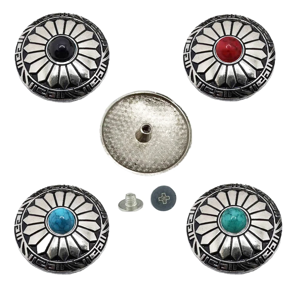 4 Pcs Leather Craft Decorate Conchos Button Fastener Press Stud Screwback Craft For Clothes Garment DIY Decoration Accessories