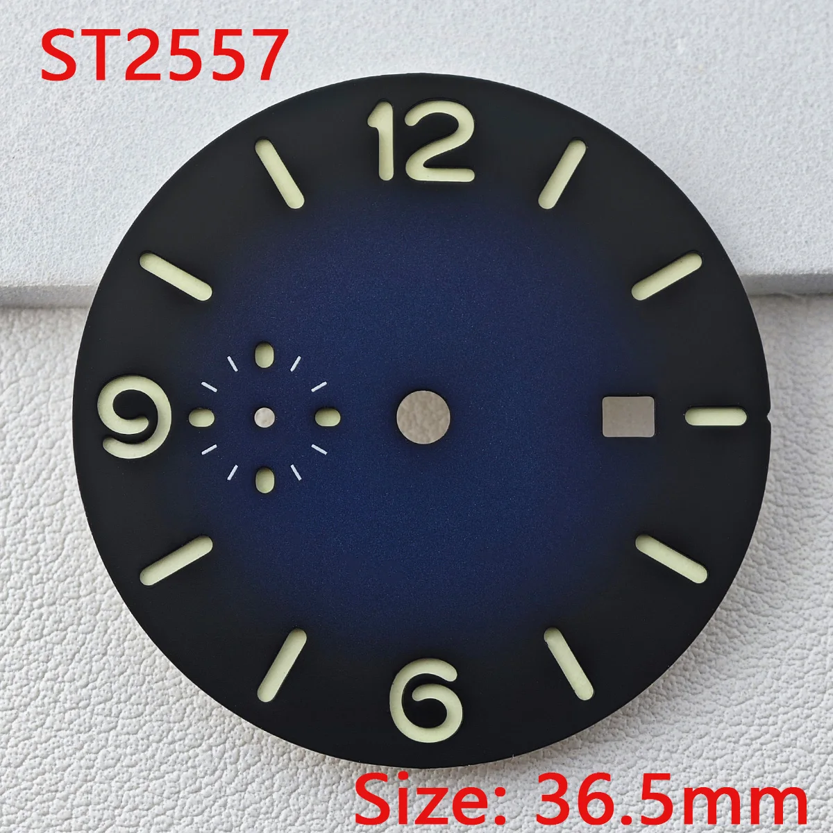 33.9/36.5mm Diameter Green Luminous Sterile Dial for Seagull GMT ST2557/ST2555 Movement with Single Calendar,Custom DIY logo