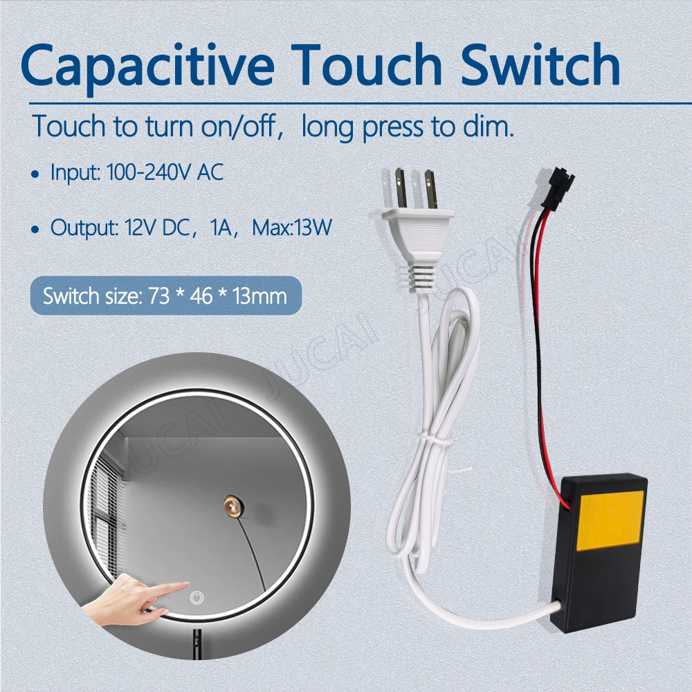 Espejo luminoso inteligente de 110V-220V, interruptor de detección táctil integrado, luz de espejo, espejo de maquillaje rojo Web, espejo de baño