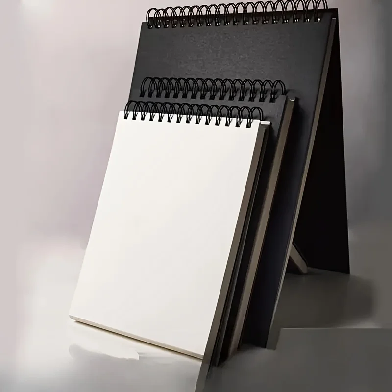 1pc advanced black sketchbook - spiral binding, thick paper pages suitable for painting and sketching, large package, A6 size