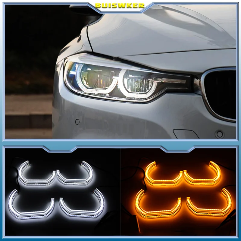 Switchback Dual Amber White Crystal LED Angel Eyes Halo Rings For BMW 7 Series E38 740i 740iL 750i 750iL 730d 740d 728i 1995-01