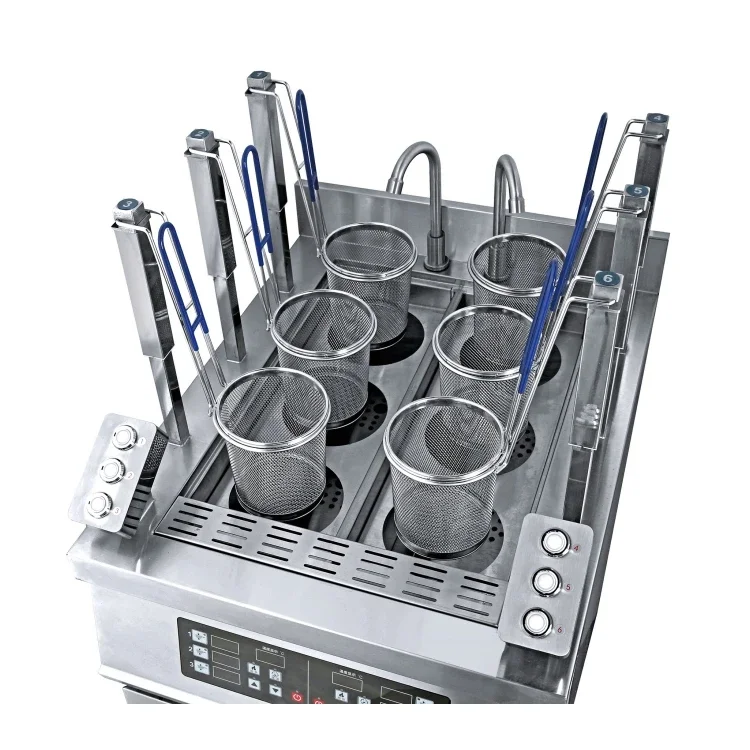 Electric Automatic Lift Commercial Restaurant Kitchen 6 Baskets Stainless Steel High Power Pasta Cooker Noodle Boiler