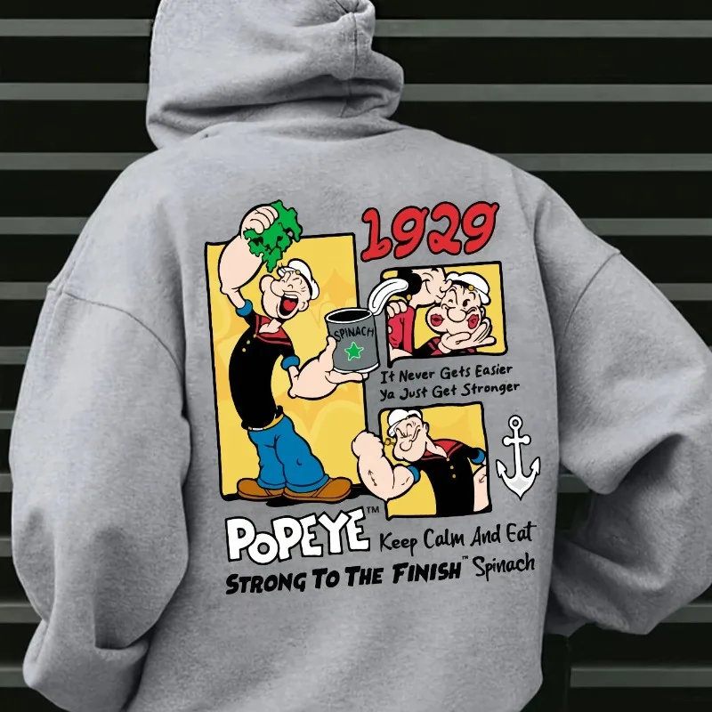 ديزني ريترو Popeye نمط الرجال هوديي الخريف/الشتاء موضة جديدة غير رسمية اضافية كبيرة الرجال والنساء ملابس الشارع #4