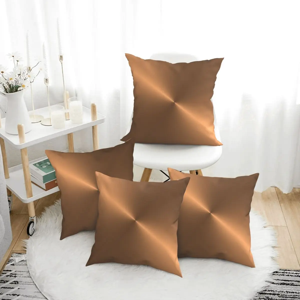 

Brushed Copper 4pcs Square Pillowcase Pillow Cover Cushion Decor Comfort Throw Pillow for Home Living Room
