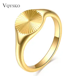 Stainless Steel Vermeil Carve Wave Chubby Rings For Women Sun Flower Croissant Stacking Band Jewelry Wedding Party Accessories