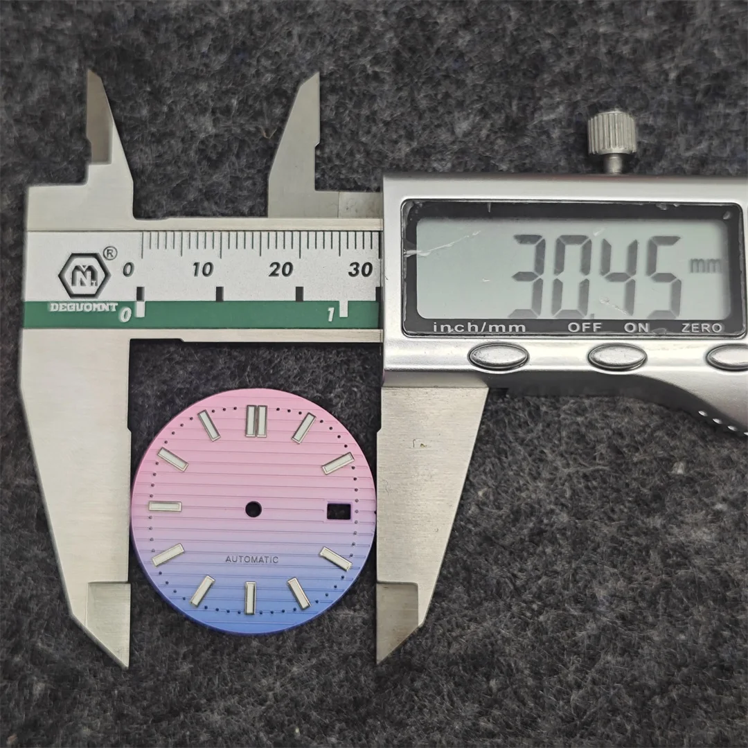 30.5mm Color Dial NH35 Dial for Nautilus Modification Parts with Green Luminous 41mm Silver Rose Gold PP Case Watch Parts