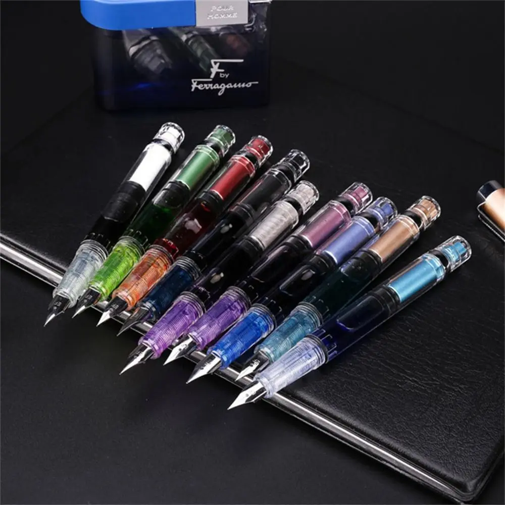 Student School Supplies EF Nib 0.38mm Transparent Large Capacity Writing Pen Ink Pens Fountain Pen Piston Fountain Pen