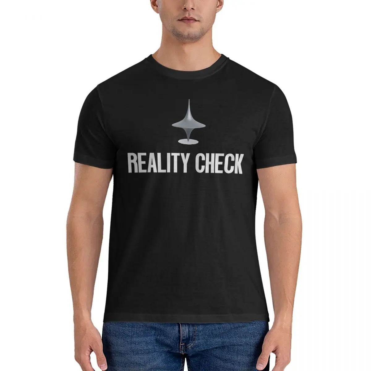 Men's T-Shirt Reality Check Fashion Pure Cotton Tee Shirt Short Sleeve Inception T Shirts Round Neck Clothing Gift Idea