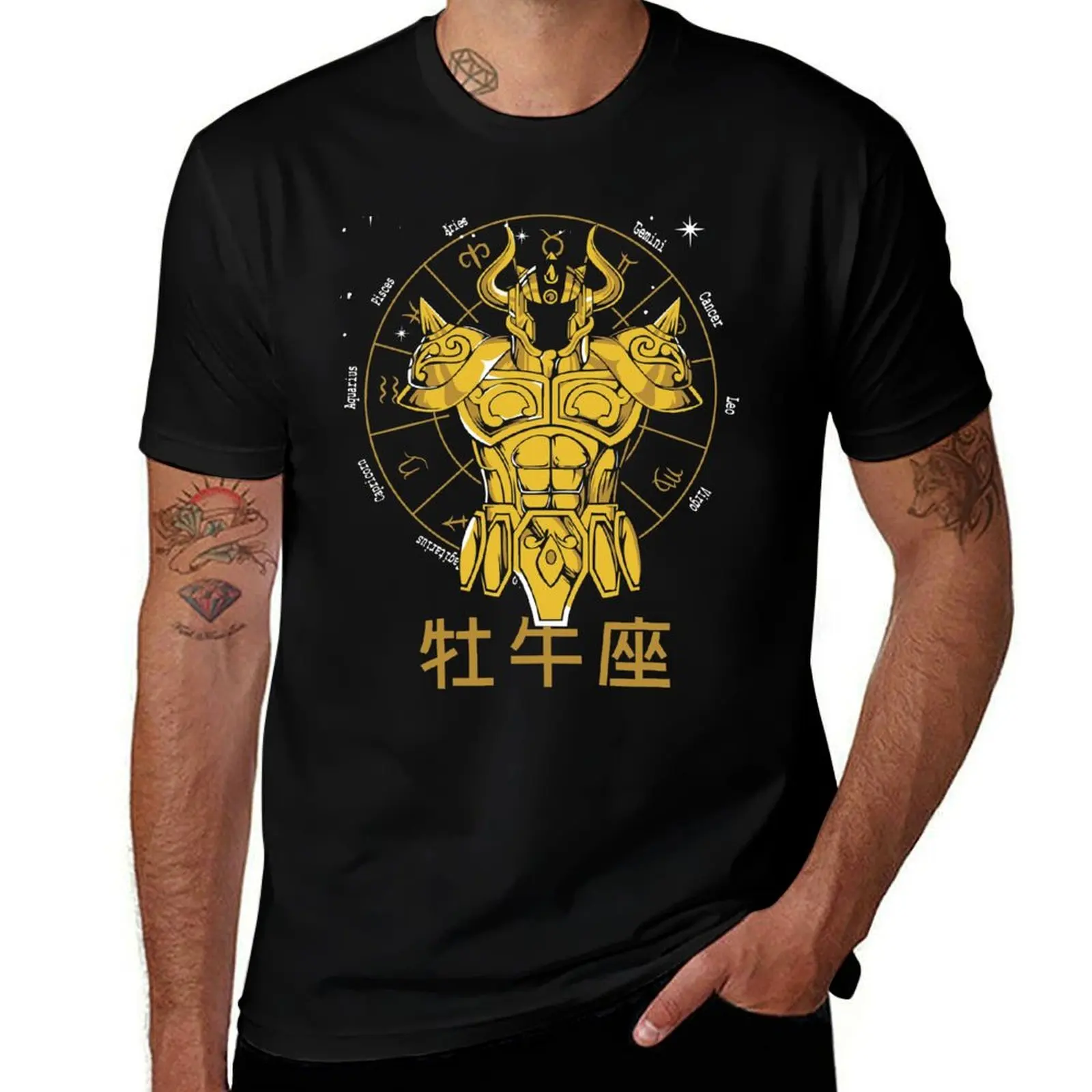 Футболка TAURUS CLOTH-ALDEBARAN GOLD CLOTH SAINT SEIYA, футболка с рисунком, футболки с рисунком, персонализированная мужская хлопковая футболка