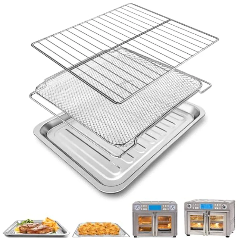 

Pack Air Fryer Replacement Dual Zone 2 QT Air Fryer Convection Toaster Oven, Includes Food-Grade Steel Mesh Basket, Wire Rack a