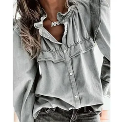 Blouse en Denim en Coton pour Femme, Streetwear, Punk, Gothique, Bomber, Coupe-Vent, Y2k, Printemps Automne