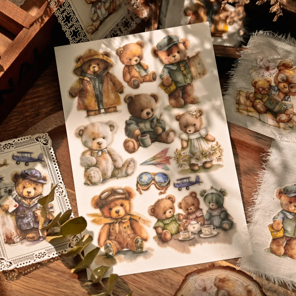 KSCRAFT Bear Rub On Sticker Scrapbooking Junk Journal Crafts Transfer Stickers DIY Photo Albums Decorative