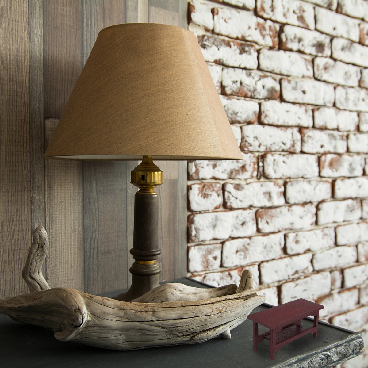 2 個の木製ミニハウス家具中国の机小さなミニチュアホームデコレーションマイクロデスクセット写真撮影用寝室リビングルーム