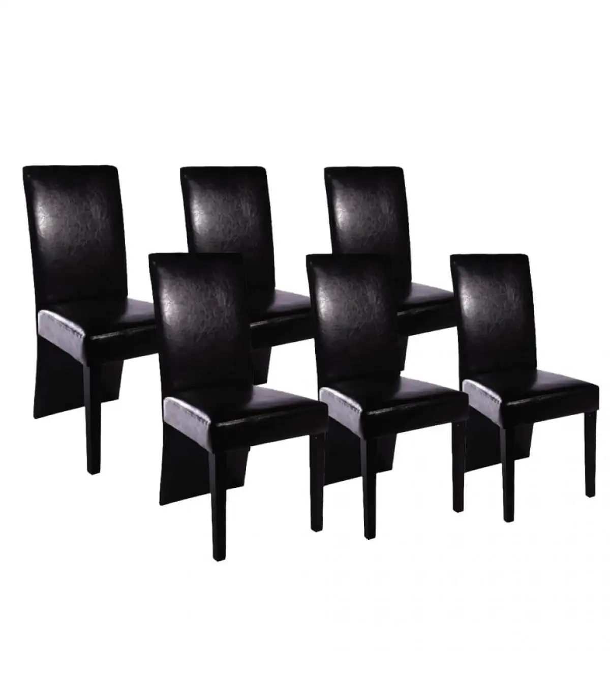 Dining chairs dining chairs 6 units black artificial leather