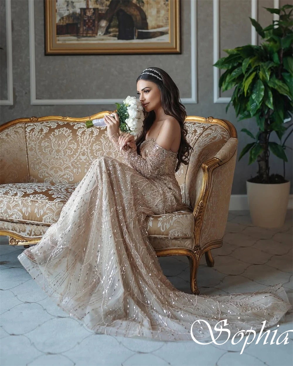 カスタマイズされた恋人取り外し可能なスリーブ絶妙なブライダルドレスマーメイドレースアップバックファッションイブニングドレスキラキラウェディングドレス