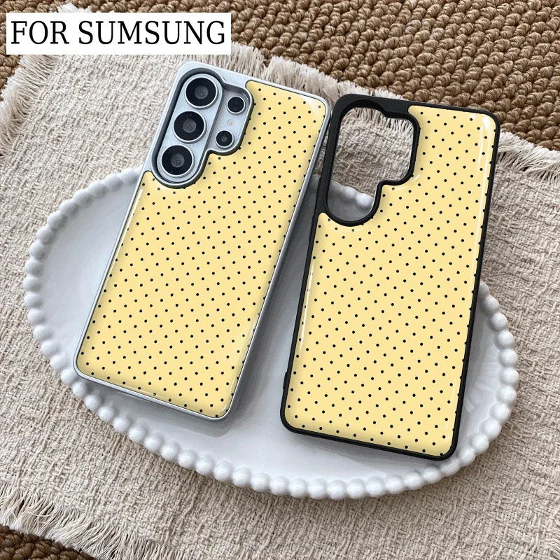 insYellow Print and Polka Dots Epoxy Phone Case Anti-drop  FOR Samsung Galaxy 23/24/25/26 PLus FE ULTRA EDGE