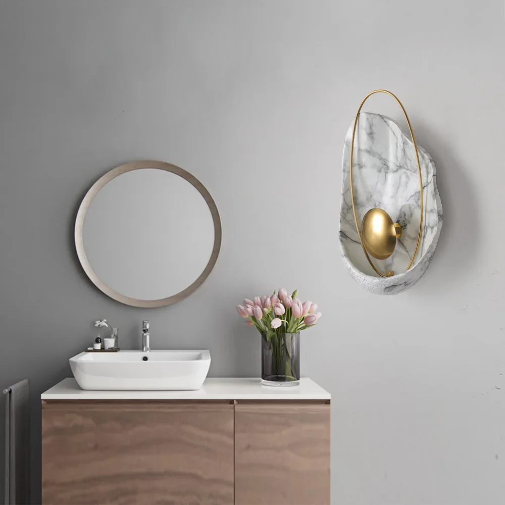 

Modern Minimalist Wall Lamp Creative Hotel Lobby Retro Nordic Background Wall Lamp Imitation Marble Corridor Staircase Lamp