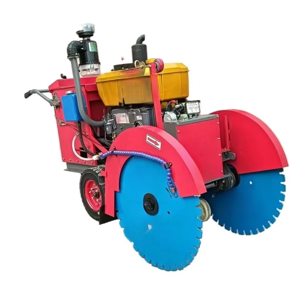 آلة قطع الطرق بجهاز التحكم عن بعد للمحرك، منشار قطع الخرسانة الأوتوماتيكي من النوع الزاحف