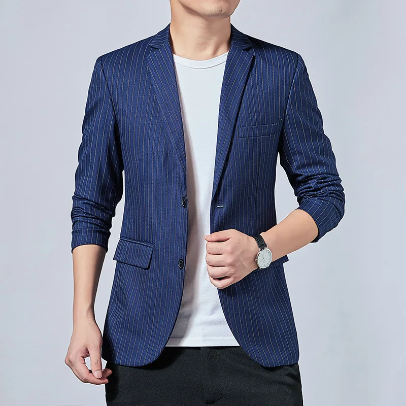 HOO 2023 Men's Vertical Stripes Leisure   blazer