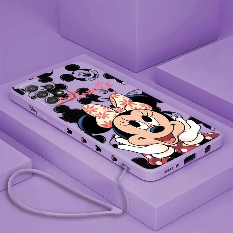 Disney-funda de teléfono de Mickey Mouse para Samsung Galaxy, cubierta líquida cuadrada, A50, A05S, A20s, A02s, A71, 4G, A10, A04, A30, A02, A10s