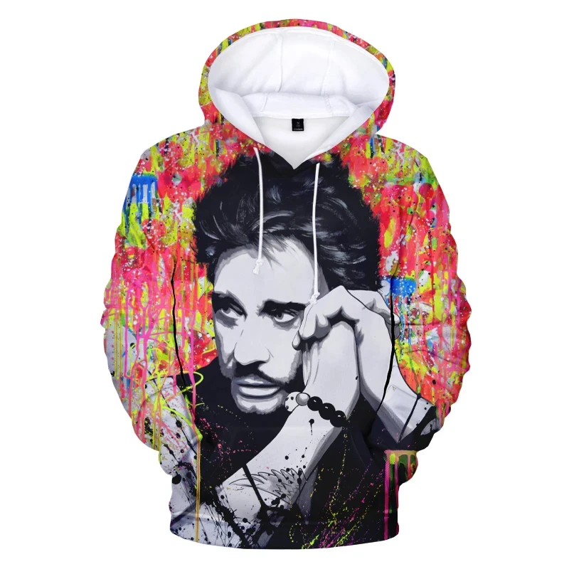 New Popular Johnny Hallyday Hoodies France 3D Print Men Oversized Printed Hoodie Rock Singer Sweatshirts Kids clothing