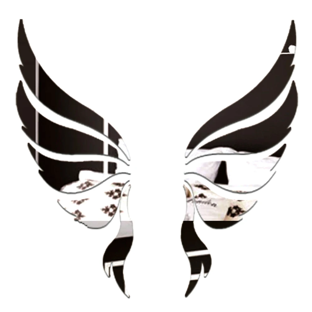 Angel Wings Mirror Stickers DIY Creative Wings Mirror Wall Stickers Self-Adhesive Wings Wall Art Decals for Home Decoration