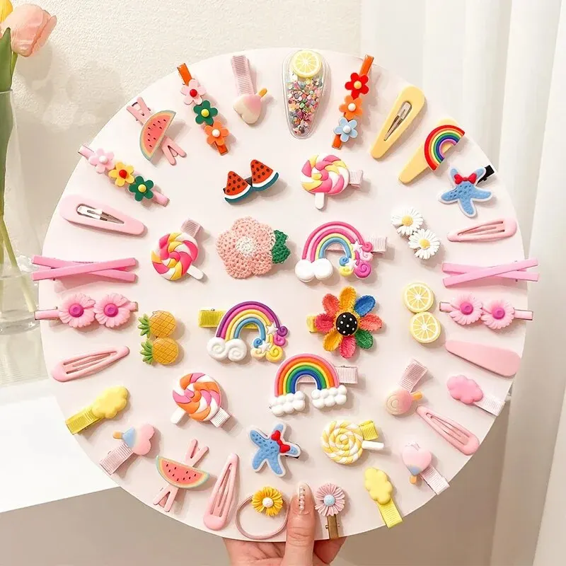 14Pcs Cartoon Bear Baby Hair Clips Cute Girls Princess Hairpins Hair Accessories