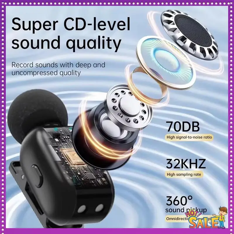 Mini microfone de lapela aa87 sx35, microfone de lapela sem fio para transmissão ao vivo ao ar livre, redução de ruído compatível com smartphone