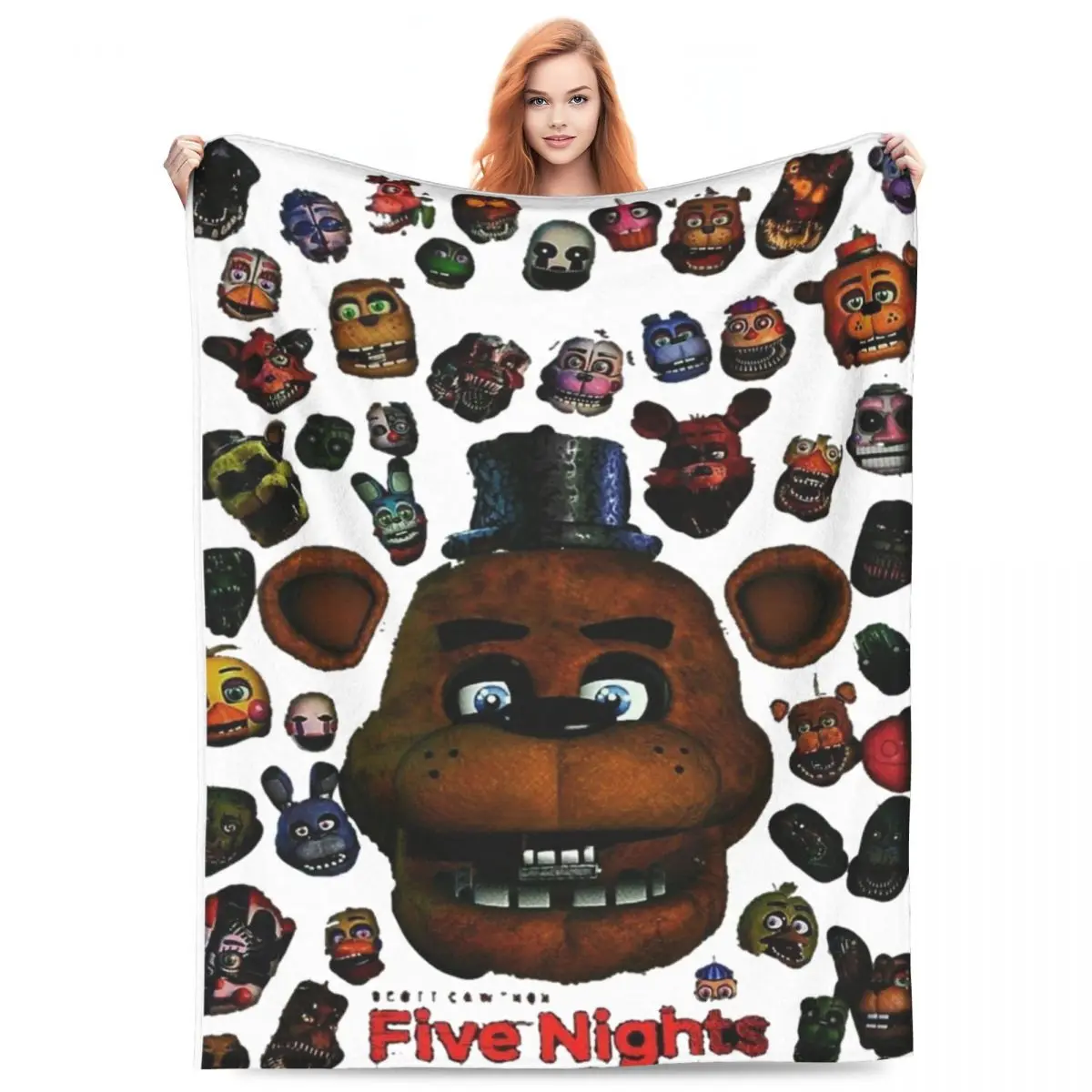 A-Five A-Nights At A-Freddy Collages Blanket Super Warm Novelty Blanket For Couch Bed Travel Office Flannel Bedspread Bed Cover