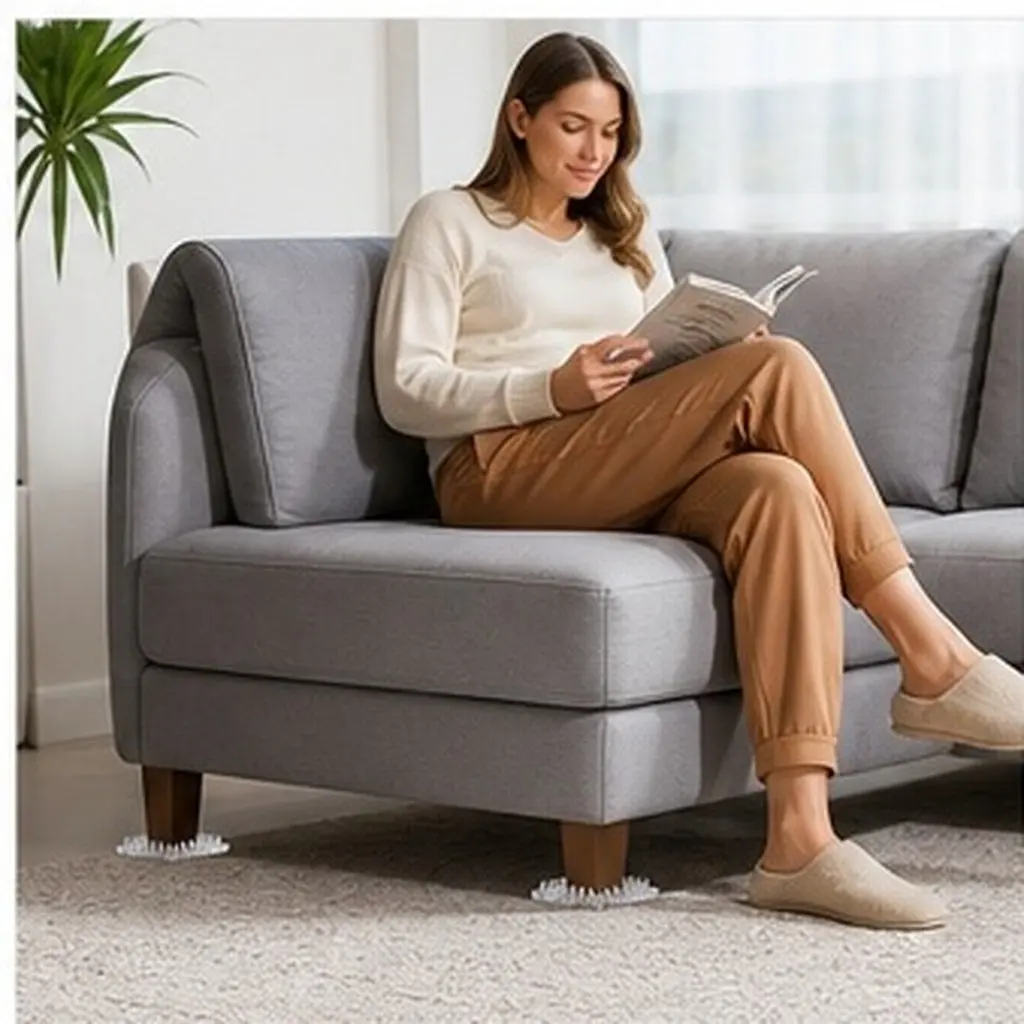 6Pcs Anti-Slip Furniture Pads Clear Square Spiked Carpet Protectors Non-Slip Sofa Chair Table Leg Protectors Couch Stopper