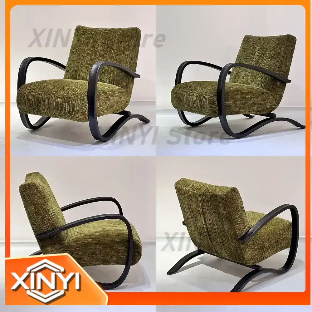 Minimalist Italian Style Light Single Chair Solid Wood Armchair for Designer Showroom Postmodern Simple Leisure Chair