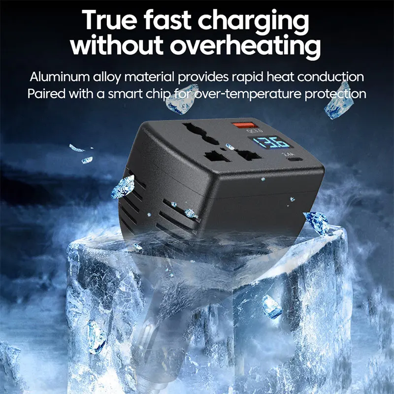 Elough 150W Digital Display Car Charger Car Inverter 12V24V to 220V Car Truck Universal Mobile Phone Fast Charging Car Charger