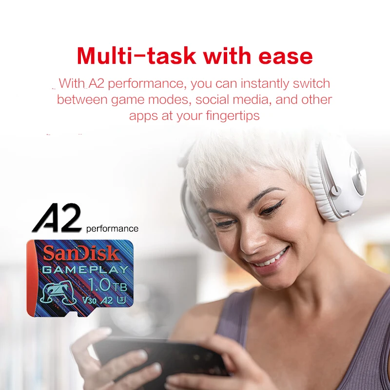 Original SanDisk GamePlay microSD Card A2 4K Max 190Mb/s Memory Card for switch phone Table Camera DVR 1TB 512GB 256GB 128GB