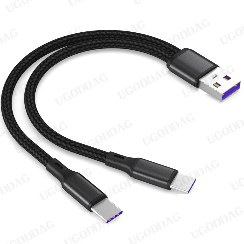 0.2m 1.2m USB Charging Spliter Cable 2-in-1 Data Cord Type C Micro USB Fast Charging Cable Y Splitter 5A Fast Charging Cable