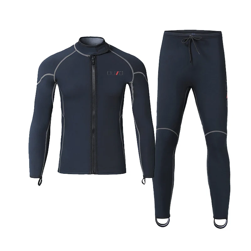 

1.5mm Neoprene Men Dive Wetsuit (Top&Pants) - Long Sleeve for Snorkeling/Surfing - Anti-Slip Cuffs/Ankles - Fleece-Lined Warmth