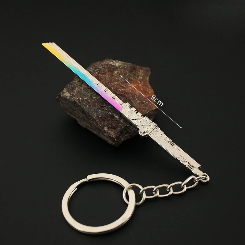 9 cm/3.54in Ghost Walker Cyberpunk Thermische Samurai Zwaard Metalen Sleutelhanger Gemodificeerde Carbon Yama Izanami Wapen Modellen Jongens speelgoed Gift