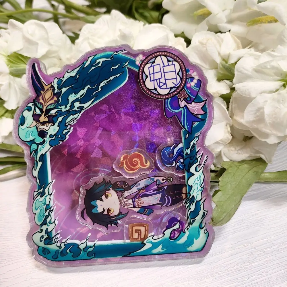 Zhongli أنيمي المفاتيح النساء هزة مقاتلة Furina سلسلة مفاتيح مصنوعة من الأكريليك رجل شياو مفتاح قلادة عصابة اكسسوارات صديق هدية Yuanshen #6