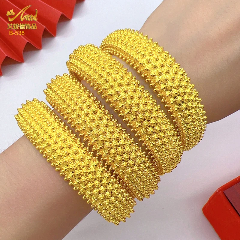 

ANIID Dubai New Fashion Luxury Gold Color Open Bangles For Lady Ethiopian African Bracelets Wedding Gifts Jewellery Wholesale