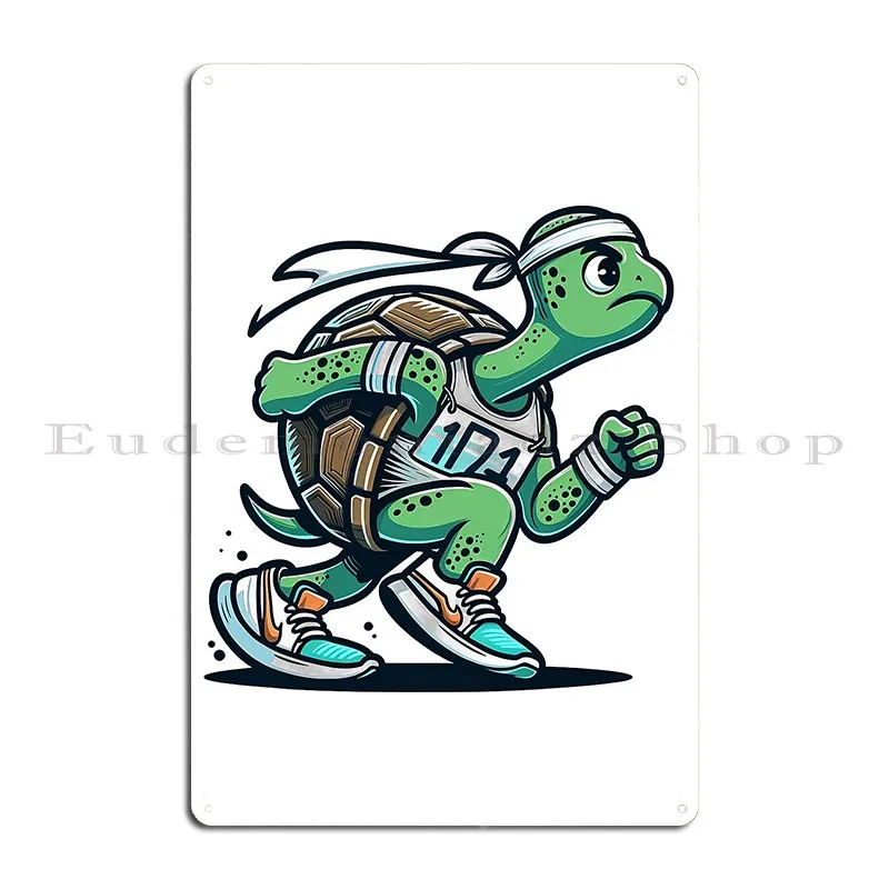 Marathon Turtle Slow And Steady Wins Metal Plaque Poster Character Painting Custom Pub Club Tin Sign Poster