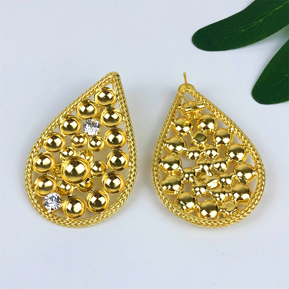 ESALE Golden Jewellery Sets 18K Gold Plated Jewelry Set Women Chunky Necklace Earring Bracelet Ring Italian Wedding Party Gifts - view 3
