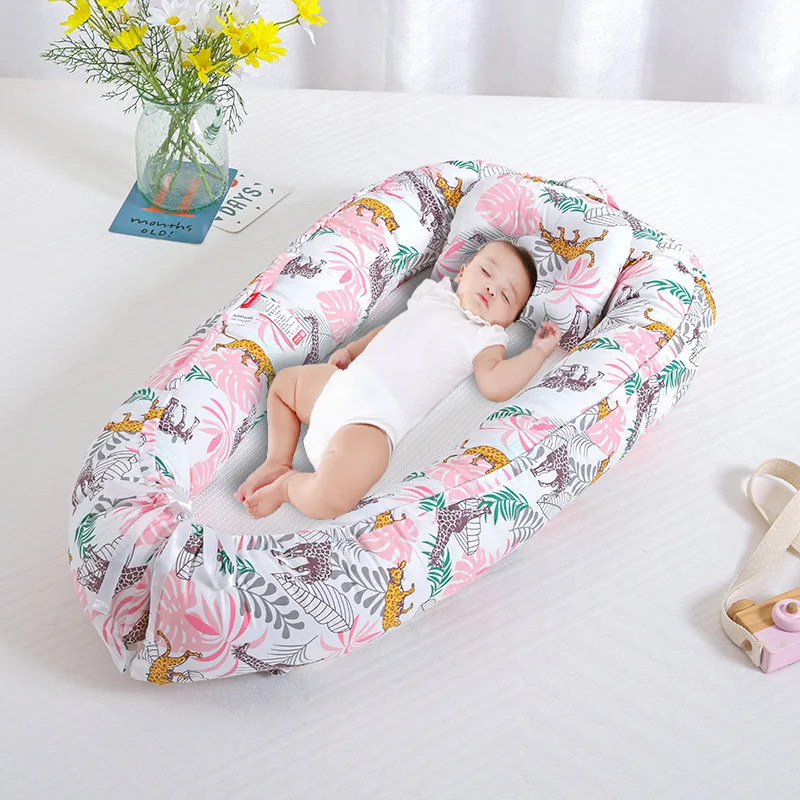 Soft Baby Sleeping Nest Bed Infant Cot Lounger Portable Co-sleeping Cribs for Newborn Bassinet Cotton Portable Crib Travel Bed