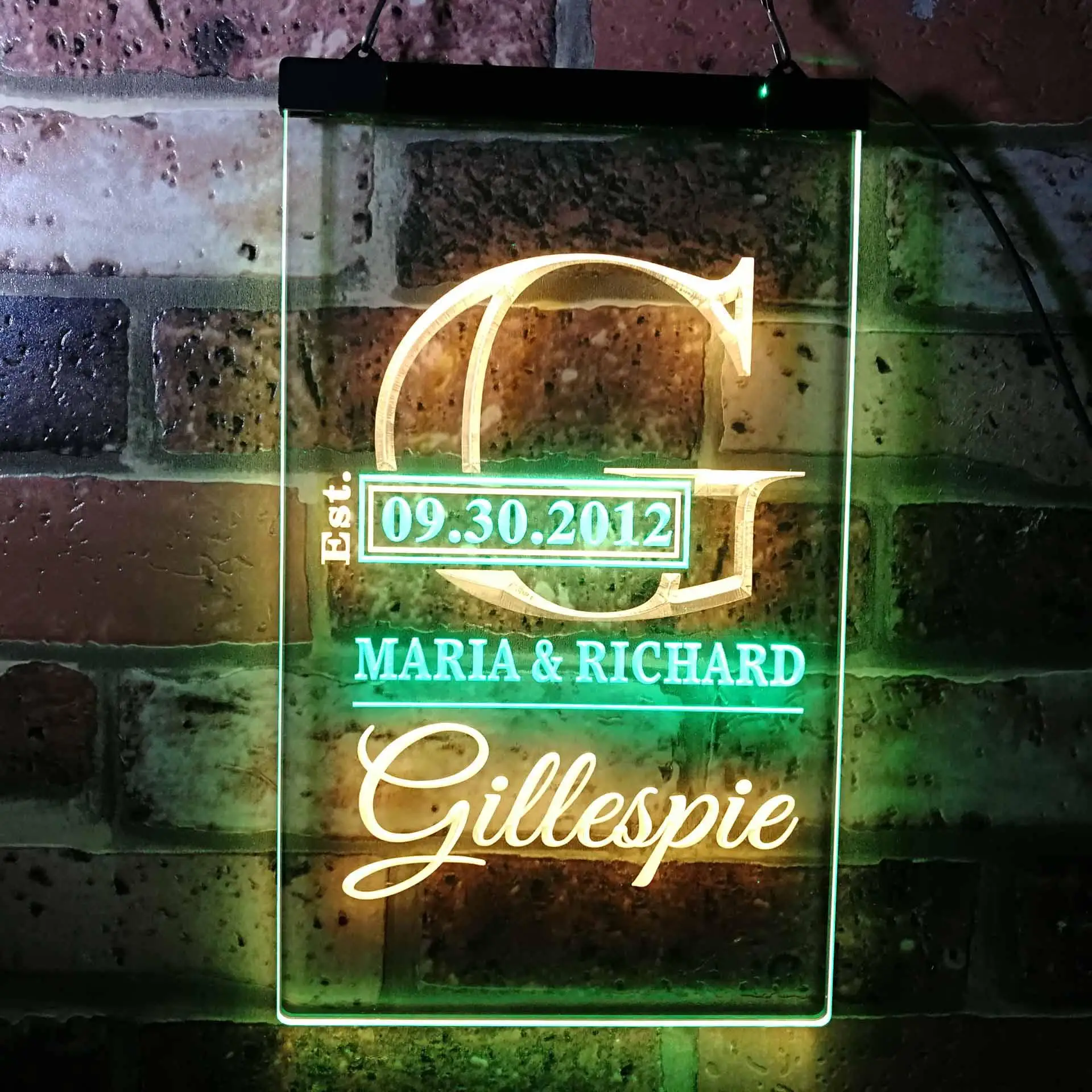 

Personalized Surname Initial Custom Est. Year Dual Color Led Neon Sign st6-wi-tm