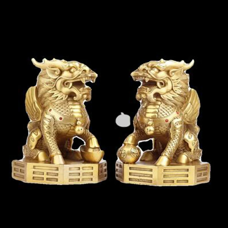 

Copper Qilin Home, A Pair of Towns, Wealth Attraction, Qilin Treading on Gossip, Qilin Office, Living Room Decoration