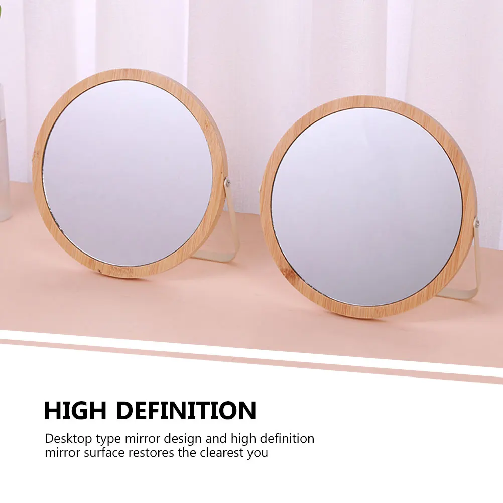 

Wooden Vanity Mirror Folding Stand Makeup Tabletop Portable High Definition Bedroom Living Room Study Dressing Bath Facility