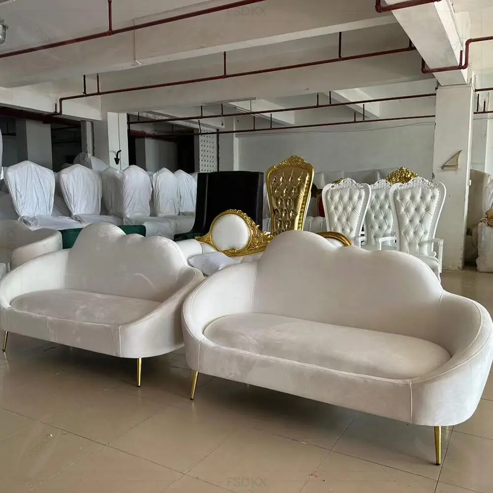 حار بيع فندق الزفاف استقبال المرحلة الديكور Loveseat الأبيض أريكة مخملية #1