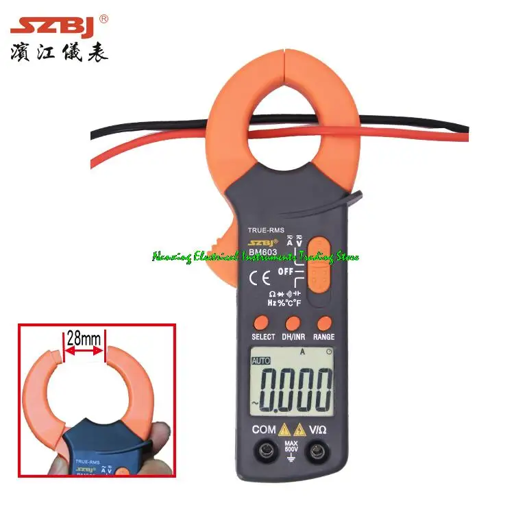 Szbj bm603 verdadeiro rms temperatura inr hz proteção contra sobrecarga 3999 contagem bolso digital ac/dc braçadeira medidor multímetro