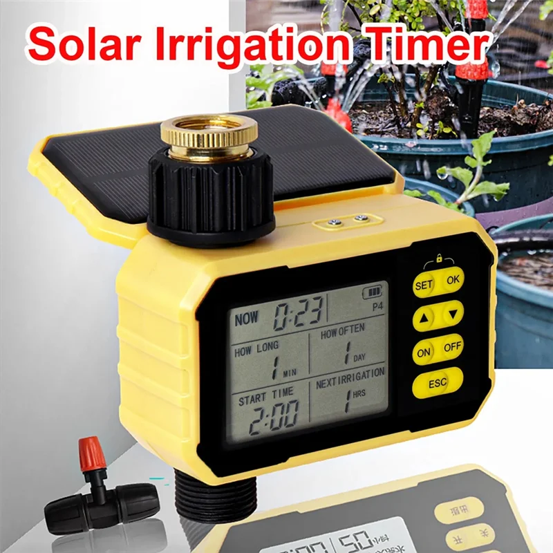 ABJN-Solar Powered Intelligent Irrigation Watering Timer Automatic Lawn Plant Garden Controller Auto Water Saving System