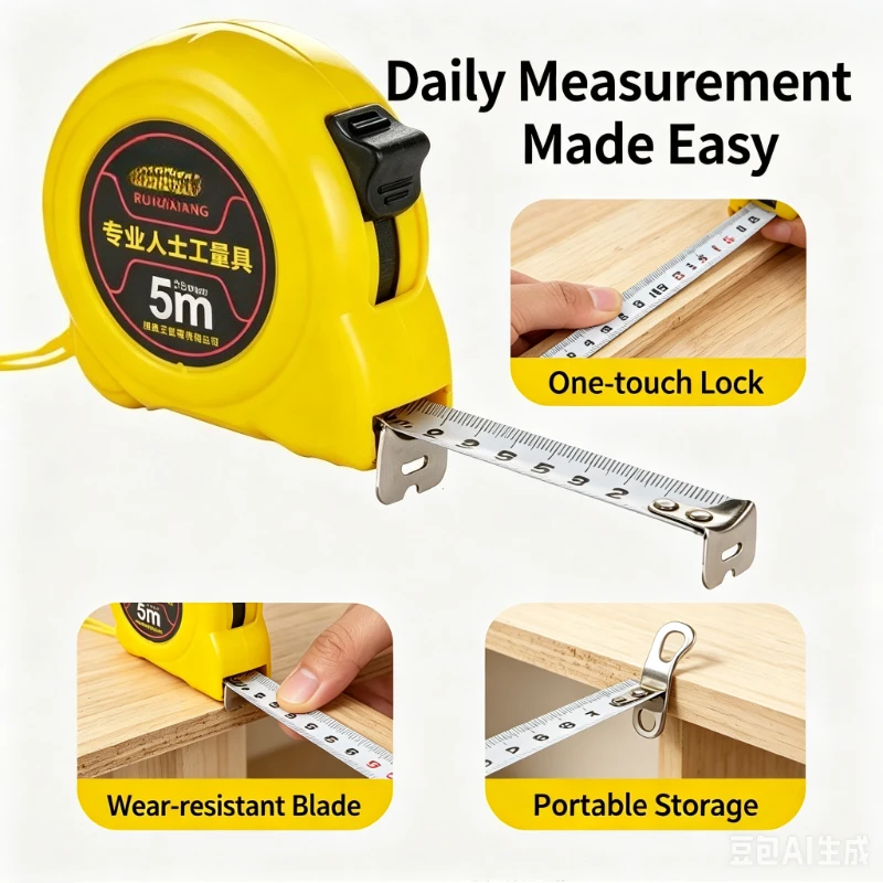Steel Tape Measure 25mm Wide Blade Anti-drop ABS Rubber Case Precision Measuring Tape Construction Engineering Measuring Tool