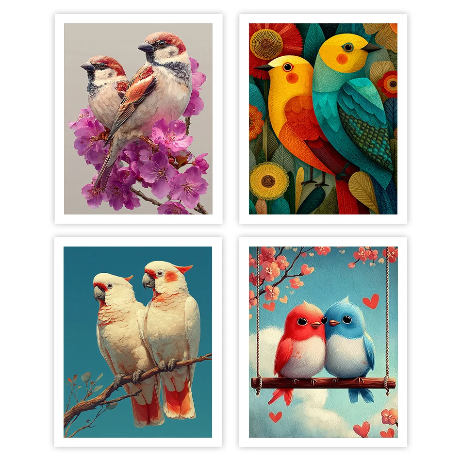 

GATYZTORY Painting By Number Adults Two birds Animals Picture Drawing Canvas Color Markers Framed Wall Art Modern Acrylic Paints